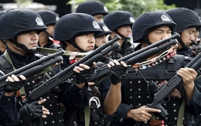 Soldados chinos en ejercicios militares en Bielorrusia.